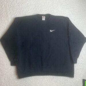Vintage Nike men's black lightly faded crew neck sweatshirt‎ USA made 90s xl